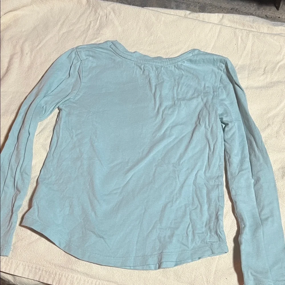GAP Disney Sky Blue Long Sleeve Tee with Love and Mouse Graphic